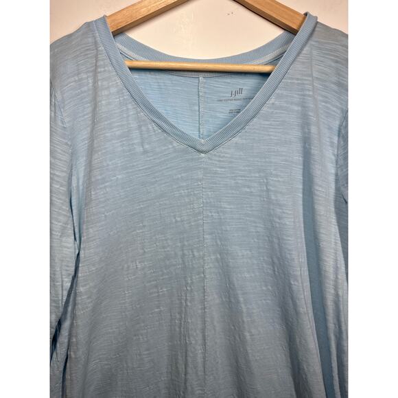 J. Jill Color-Washed Dipped-Hem Tunic Top Light Blue Cotton Size L Casual Pastel - Picture 2 of 9